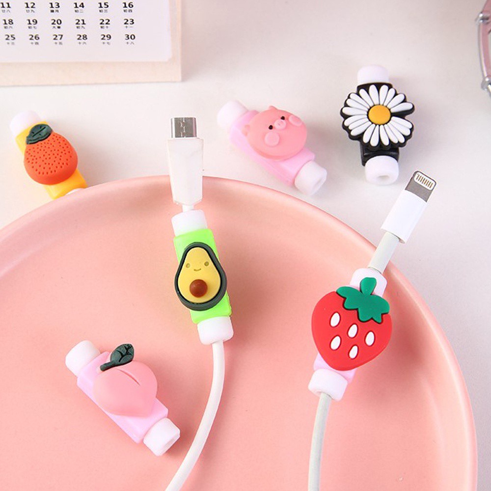 Vỏ bảo vệ dây cáp sạc USB hình hoạt hình đáng yêu bằng silicone mềm