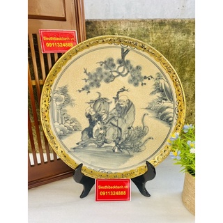 Đĩa cảnh men rạn cổ Bát Tràng bọc đồng cao cấp - Siêu Thị Bảo Khánh