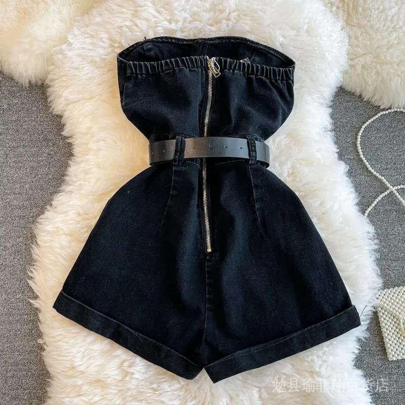 Jumpsuit Denim Ống Rộng Phong Cách Hong Kong Thời Trang Mùa Hè Cho Nữ eVJ7 | BigBuy360 - bigbuy360.vn