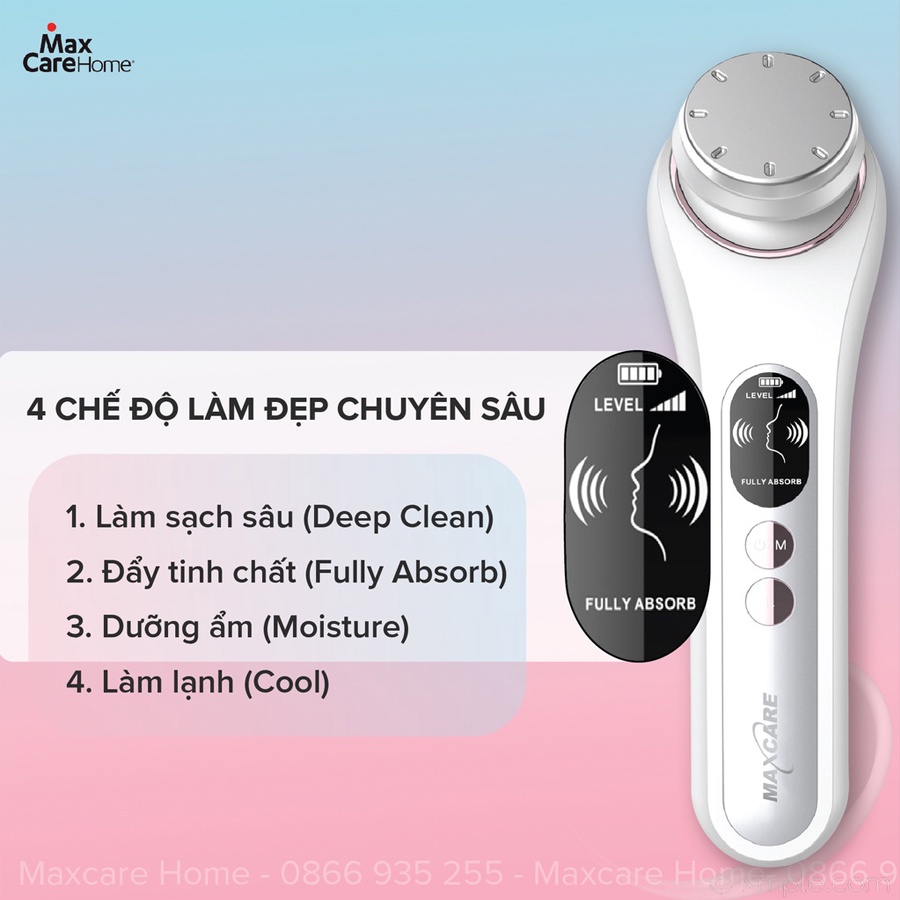 Máy Đẩy Tinh Chất ION Nóng Lạnh Maxcare Max888PRO | Làm sạch sâu - Cấp ẩm - Trẻ hoá da - Thương Hiệu Nhật Bản