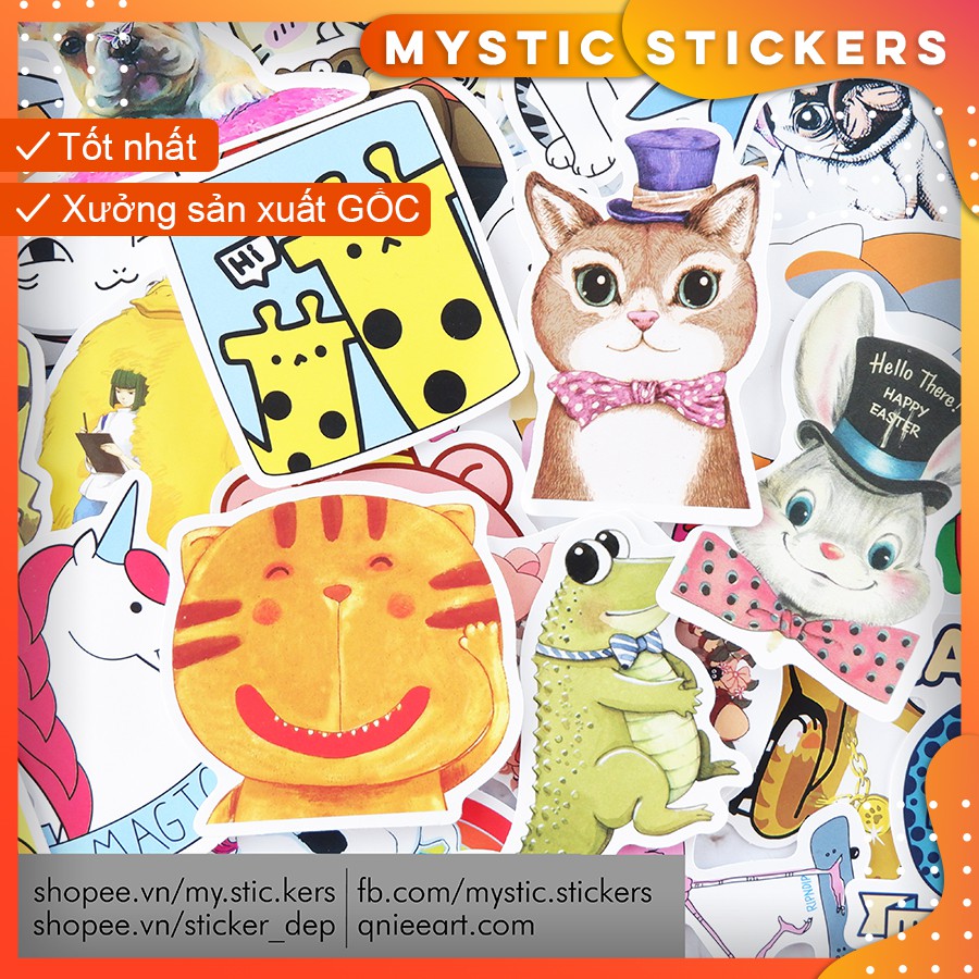 [SET TỔNG HỢP #9] 100 Sticker chống nước/ trang trí, set mix ,dán xe laptop mũ bảo hiểm vali...