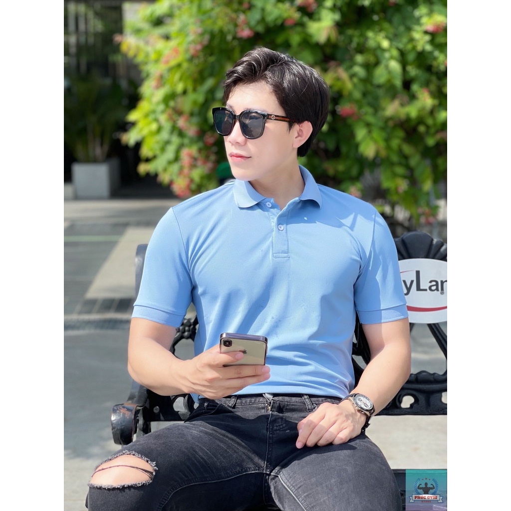 Áo Thun Nam Polo Trơn Cao Cấp Thoáng Khí Vải Cá Sấu
