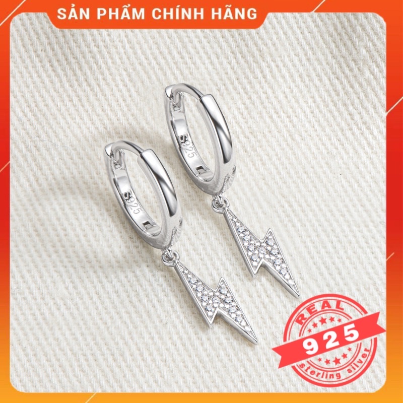Bông tai - Khuyên tai hình tia chớp bạc s925 CAO CẤP - SHOP BẠC ĐẸP