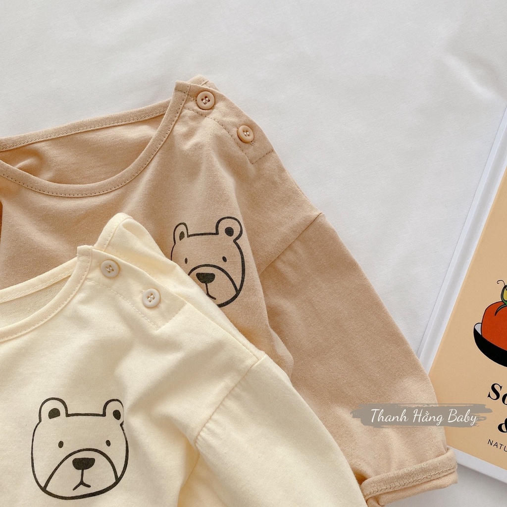 Áo Thun Dài Tay Cho Bé Trai Bé Gái Cotton Hàn Họa Tiết Gấu Dễ Thương Thanh Hằng Baby 7 - 15 Kg