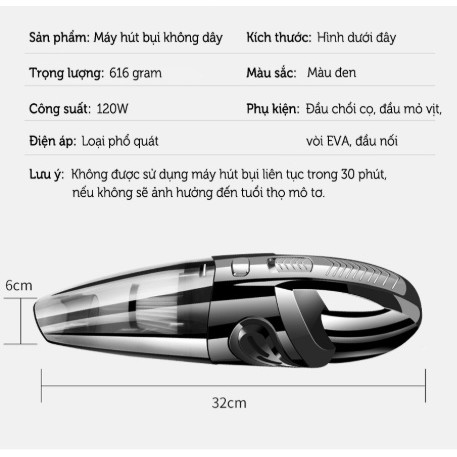 Máy hút bụi Ô Tô hai chiều thổi hút cầm tay mini ,không dây ,dung tích lớn,dễ dàng sử dụng R6053