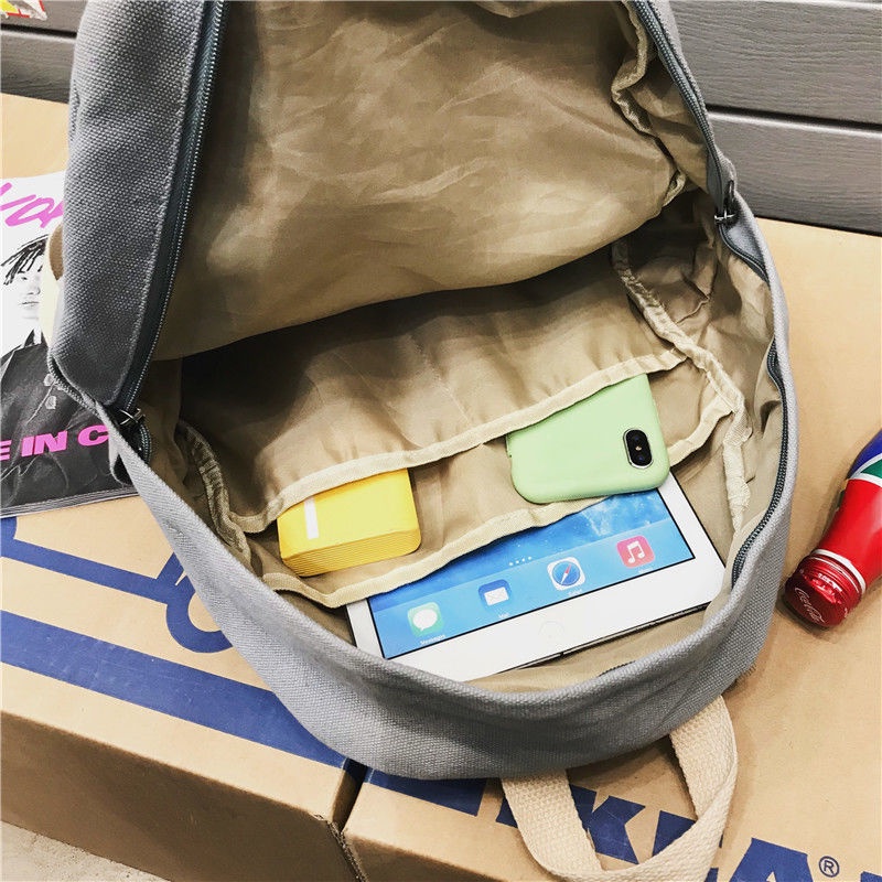 2023 Ba Lô Vải Canvas Màu Sắc Đơn Giản Phong Cách Hàn Quốc Dễ Phối Đồ Thời Trang Cho Nữ