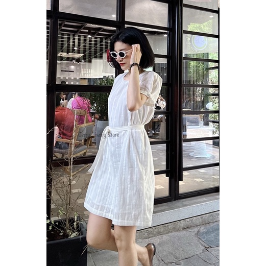 Đầm suông tay ngắn ren nổi
