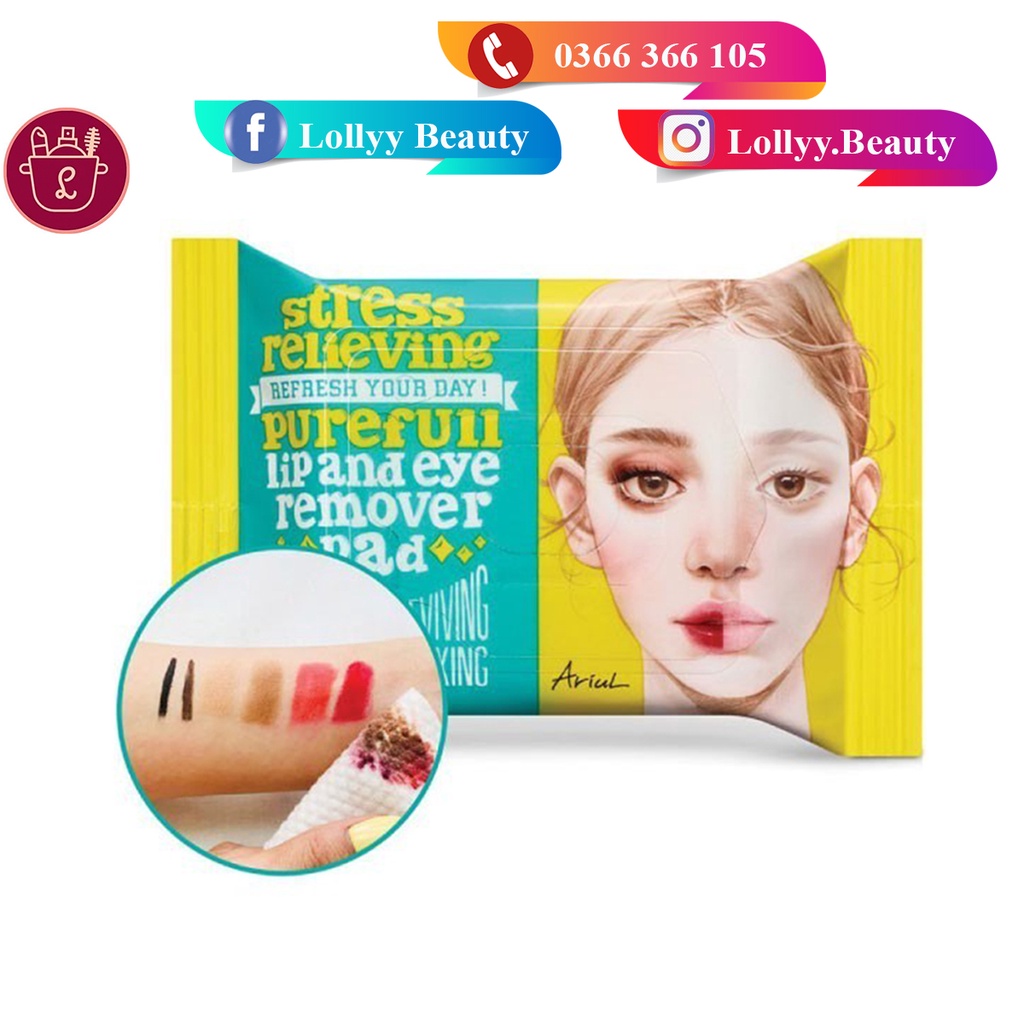 Khăn Giấy Tẩy Trang Mắt Môi Ariul Stress Relieving Purefull Lip & Eye Remover Pad (30 Miếng)