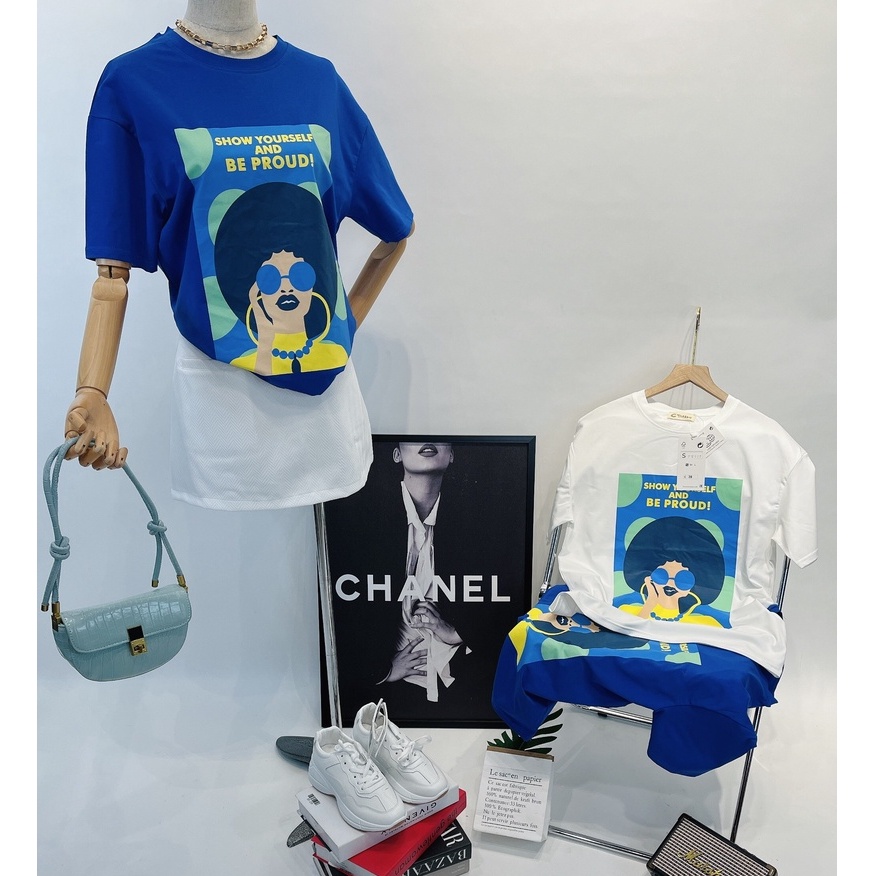 Tổng hợp các mẫu áo thun -Áo thun nữ ngắn tay cổ tròn Girl Trendy và Chouette Girl chất cotton 100% cotton
