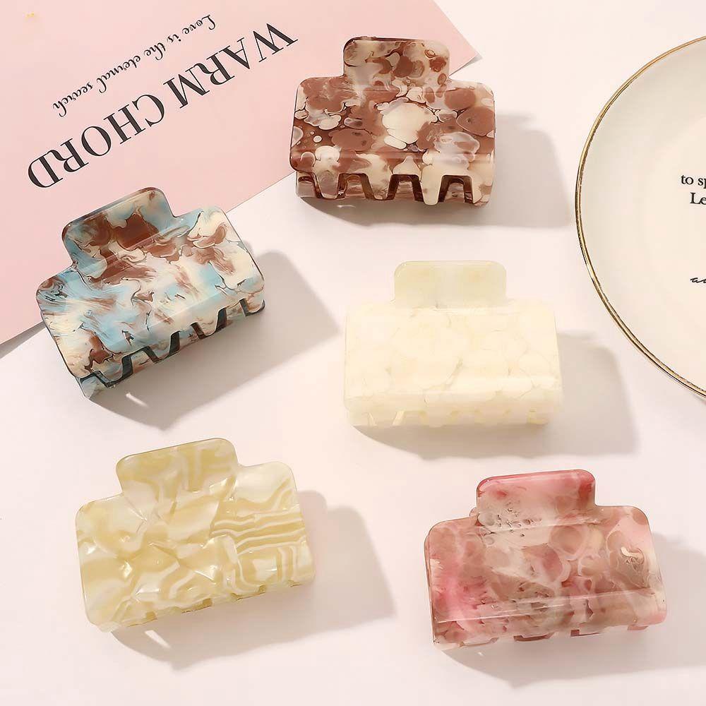 Kẹp Tóc Nhựa Hình Vuông Họa Tiết Đá Hoa Cương Ngọt Ngào Cho Nữ