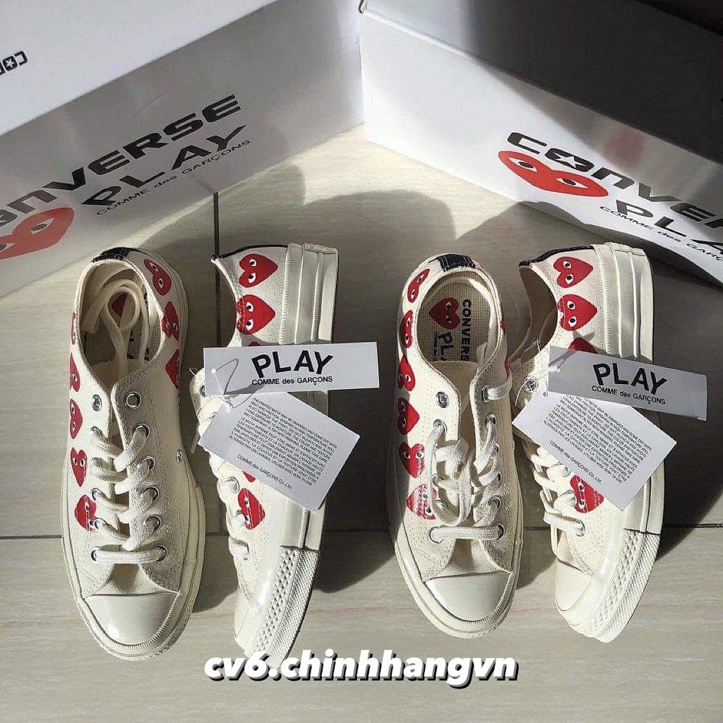 ( 𝙃𝙖̀𝙣𝙜 𝙍𝙚𝙖𝙡 ) Giày Conversse Chuck70s x CDG - “ Mutil Heart ” Thấp Cổ