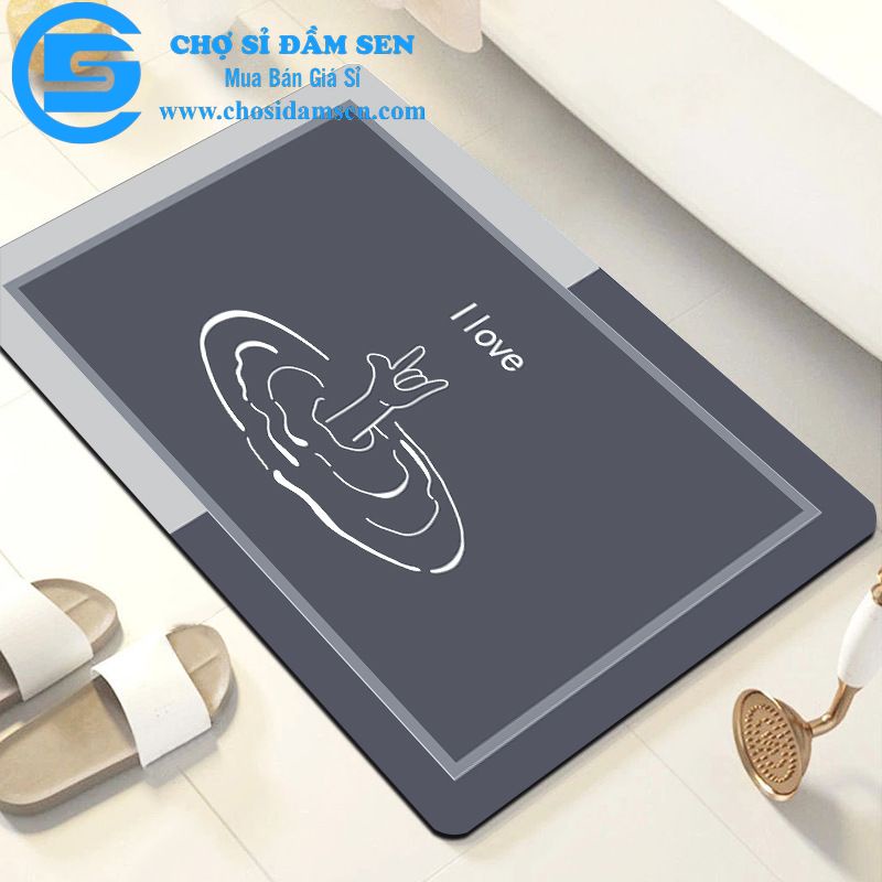 Thảm nhà tắm hình chữ nhật, thảm chùi chân chống trượt nhanh khô, thảm chân decor nhà tắm, nhà bếp ThamNTHCN