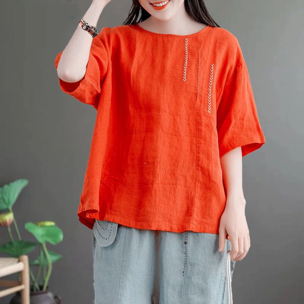 Áo đũi nữ form rộng fullsize M đến 2XL họa tiết thêu dễ mix đồ ALE17