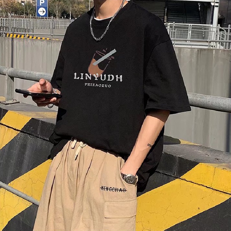 Áo Thun Tay Ngắn Dáng Rộng In Hình Phi Hành Gia Kiểu Hip-Hop Đường Phố Hàn Quốc Thời Trang Mùa Hè Cho Nam Cỡ Lớn M-8XL