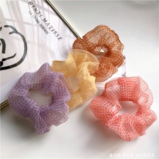 Dây buộc tóc Scrunchies voan caro ❄️