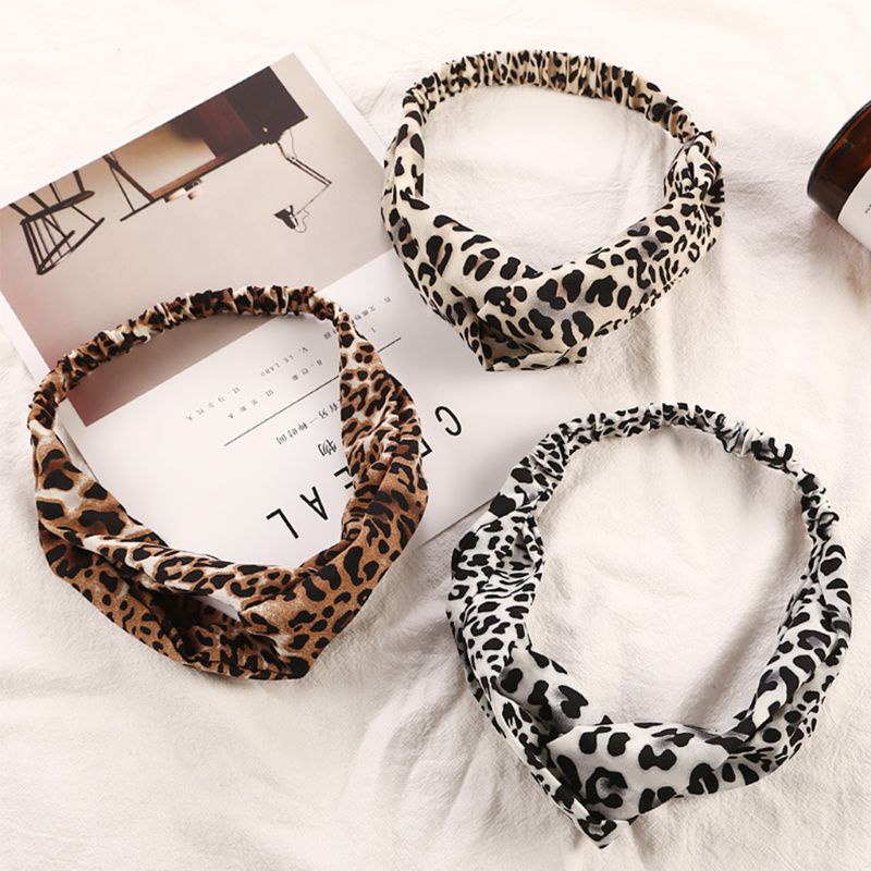 Băng Đô Vải In Họa Tiết Da Báo Phong Cách Boho 3 Màu Lựa Chọn