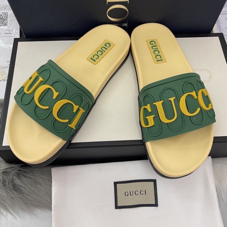 Dép Gucci hình họa GC Đế cao su bản đẹp. Dép GC in quai bản cao cấp