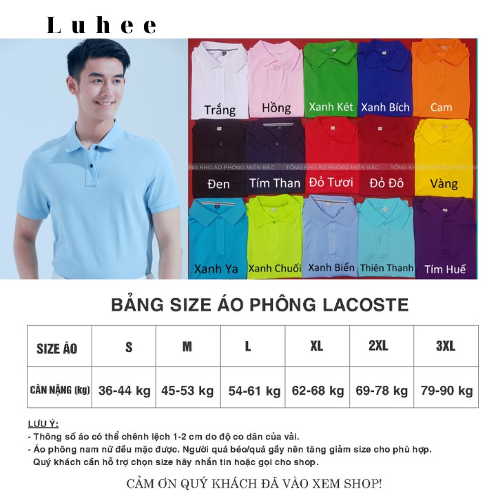 Áo phông Trơn Nam Nữ - Áo thun POLO màu XANH BIỂN ngắn tay có cổ, Vải LACOSTE Cá sấu 4 chiều CAO CẤP, IN ẤN theo yêu cầu | BigBuy360 - bigbuy360.vn