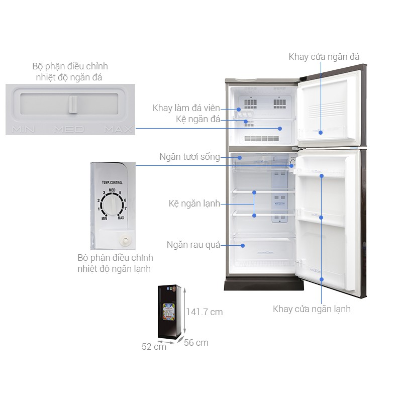 CHÍNH HÃNG - Tủ lạnh Aqua 205 lít AQR-I209DN inverter DC