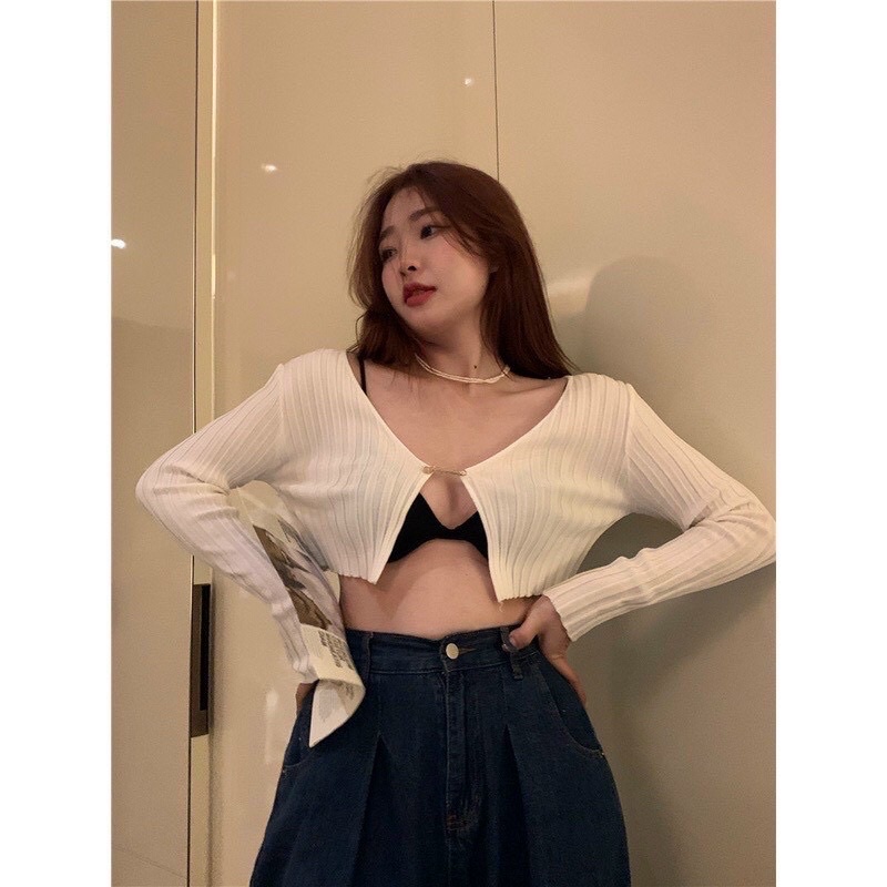 Áo Croptop Tay Dài Phối Xích Ulzzang A166