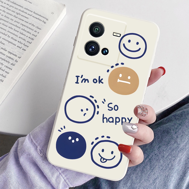 Ốp Điện Thoại Dạng Lỏng Chống Sốc In Hình Năm Mặt Cười Đơn Giản Cho Vivo V25e V25 Pro 5g Realme 9i 5g