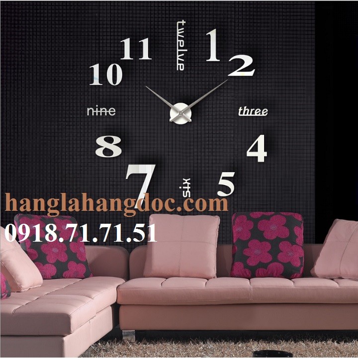 Đồng hồ dán tường tự sáng tạo DIY Clock (loại lớn) đường kính 1,5m version 3