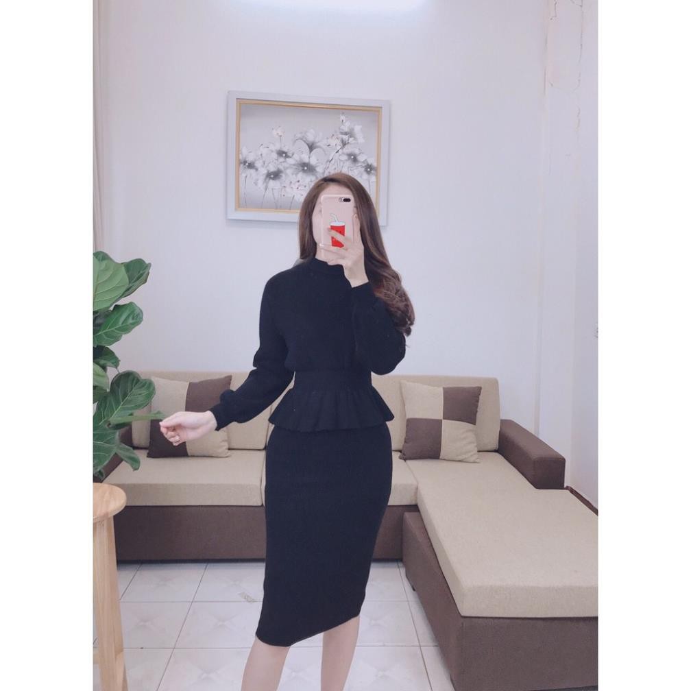 Bộ váy len peplum công sở cao cấp free size  Linh Kem Shop AL11