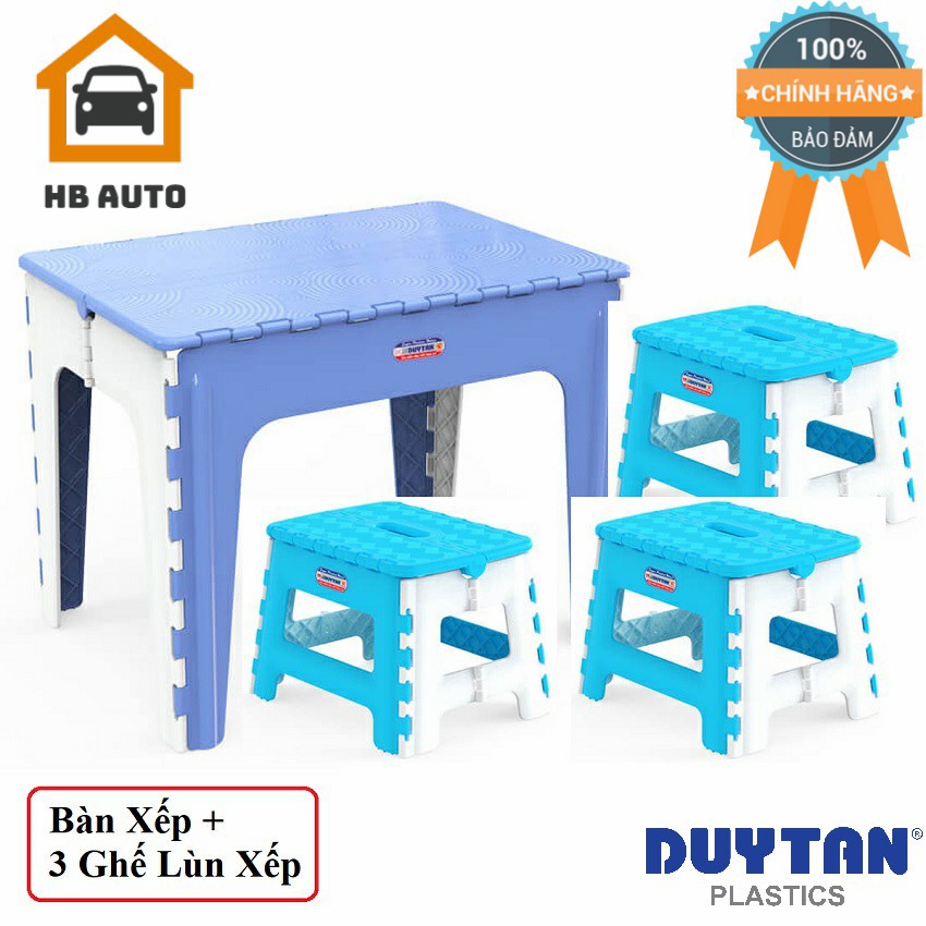 Combo Bàn Xếp Ăn Uống Duy Tân No.947 và Ba Ghế Lùn Xếp Duy Tân No.944