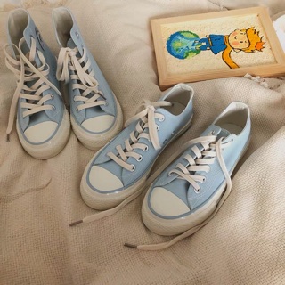 [ẢNH THẬT+VID] Giày thể thao cổ thấp và cổ cao dáng basic màu xanh pastel ulzzang Hàn Quốc (có thể làm giày đôi)