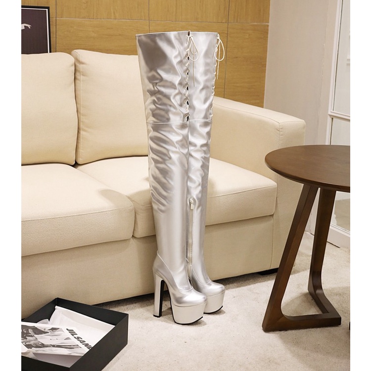 34-46 giày cao gót quá khổ phong cách âu mỹ over-the-knee boots pole dance boots đùi boots 2022 phong cách mới over-the-knee boots he