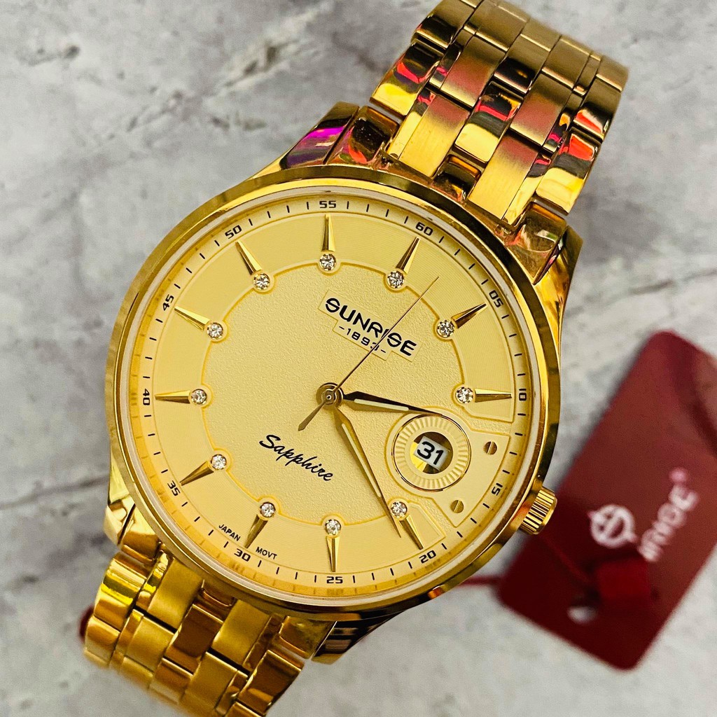 Đồng hồ Sunrise Nam chính hãng Nhật Bản M1222-SA-G-V Kính saphire chống trầy - bảo h
