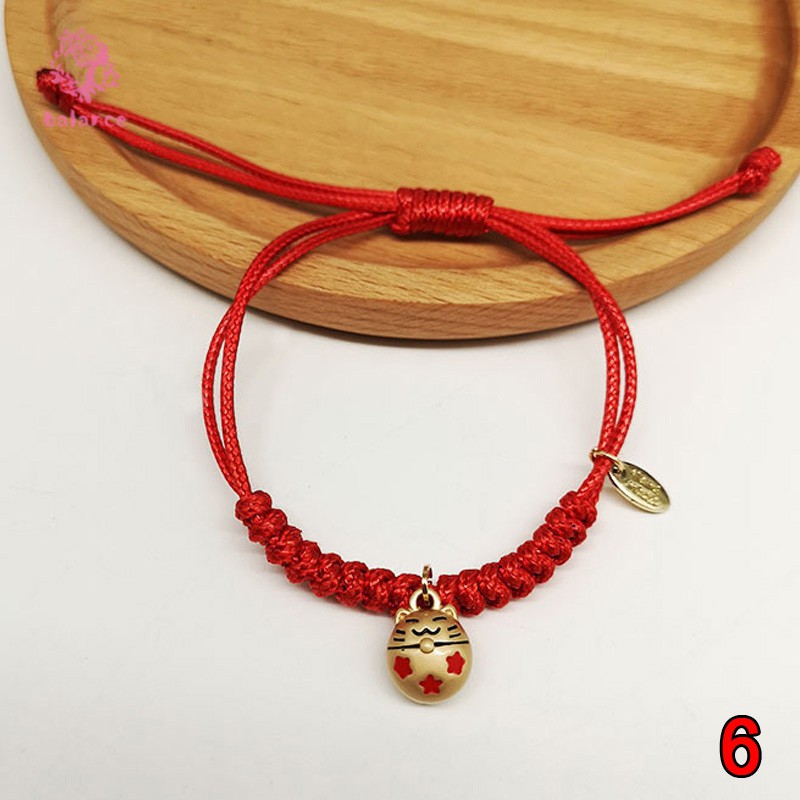 Vòng đeo tay đan tay dây màu đỏ may mắn mặt hình chuột hoàng đạo phong cách Trung Hoa quà năm mới đẹp mắt