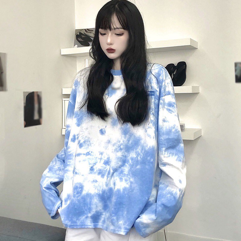 Women's Tie Dye O Neck Loose Leisure Long Sleeve T-Shirt Tops | BigBuy360 - bigbuy360.vn