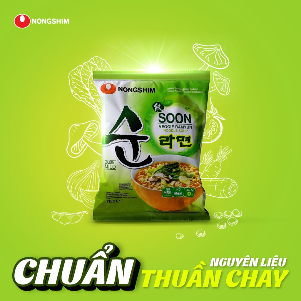 Mì Ăn Liền Nongshim Soon Veggie Chay 112G - Mì Chay Nhập Khẩu Chính Hãng Hàn Quốc