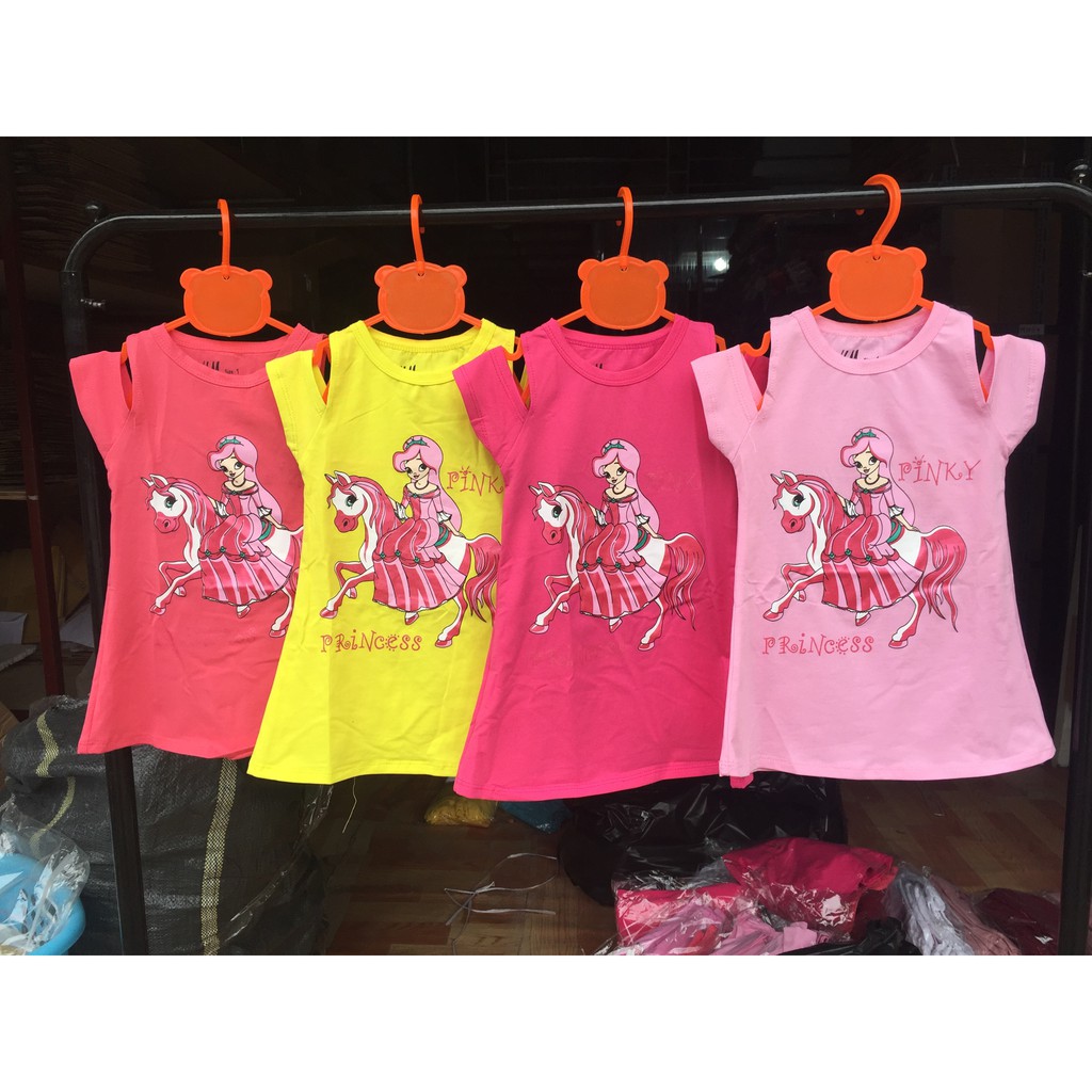 Váy cotton in hình công chúa và ngựa Pony cho bé gái từ 1-7 (10-27kg)
