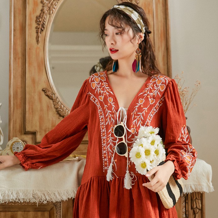 Khuyên tai Boho phong cách Vintage hoa gió lông vũ - Bông tai Vintage BT132