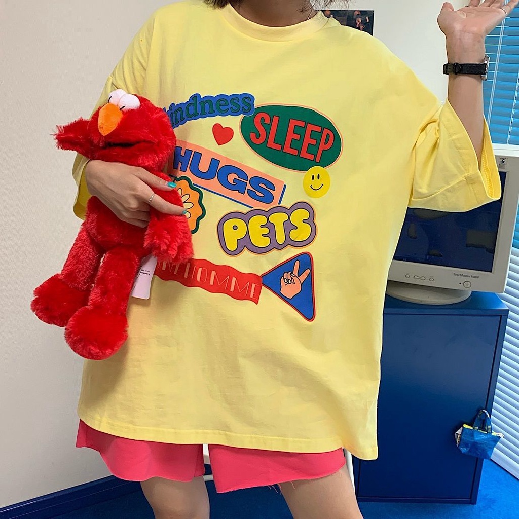 Áo Thun Nữ Ngắn Tay In Hình Hoạt Hình Phong Cách Hàn Quốc