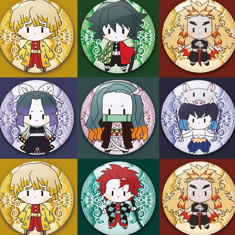 Huy hiệu cài áo in hình Kimetsu no Yaiba - Thanh Gươm Diệt Quỷ anime chibi dễ thương xinh xắn tiện lợi m11
