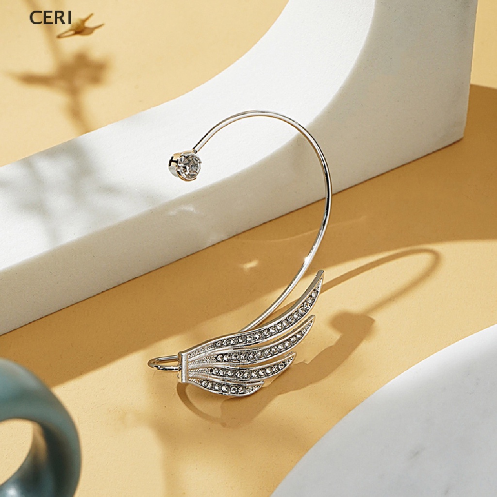 Khuyên Kẹp Vành Tai Kim Loại Mạ Vàng Đính Đá Lấp Lánh Thanh Lịch Cho Nữ