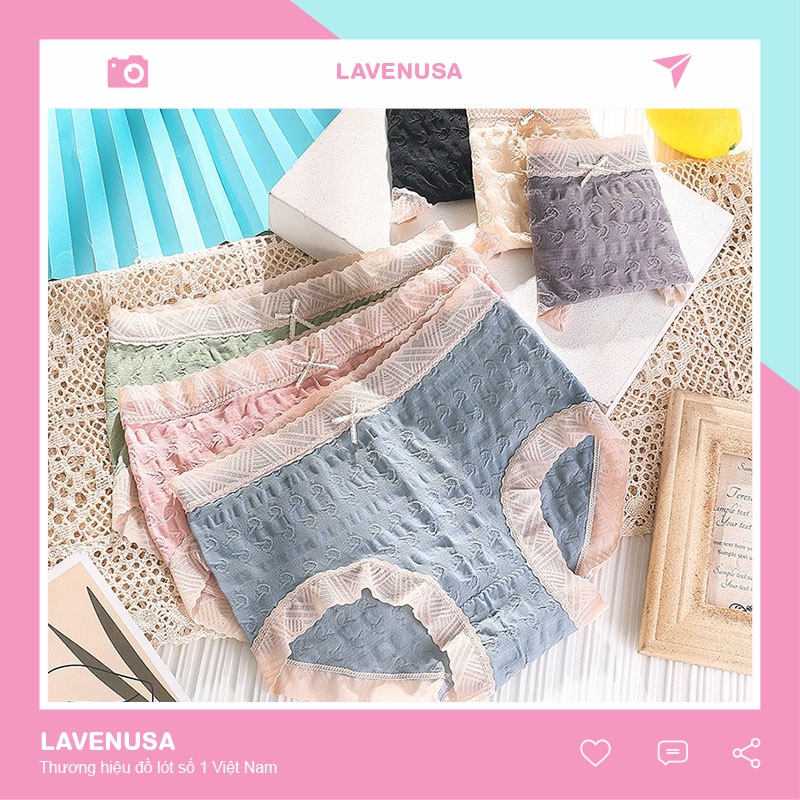 Quần lót nữ Cotton viền ren kháng khuẩn mềm mại dễ thương LAVENUSA QL51