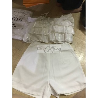 SET ÁO 2S TRẮNG  BÈO TẦNG + SHORT
