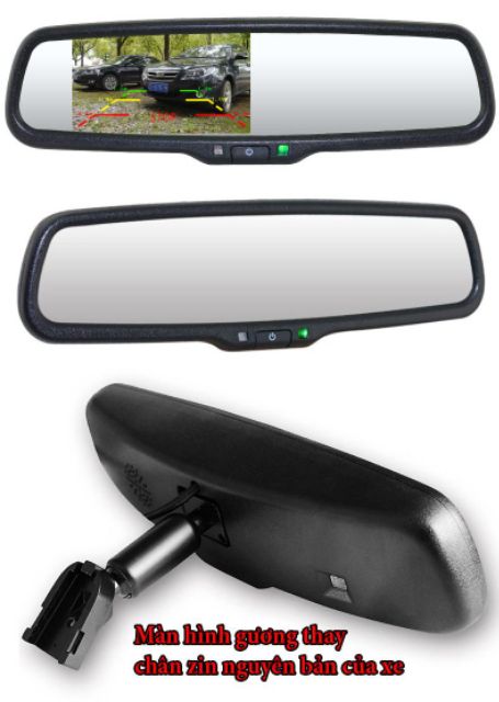 Màn hình thay chân gương 4.3 inchs ô tô, chống chói, chống lóa, tích hợp màn hình hiển thị camera cho ô tô