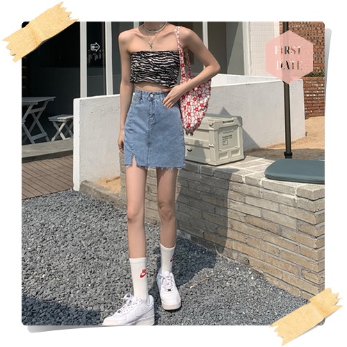 (CÓ SẴN) Chân váy bò Chân váy jean jeans FIRST DATE ngắn xẻ tà váy denim nữ mới túi cạp cao hông váy chữ A | BigBuy360 - bigbuy360.vn