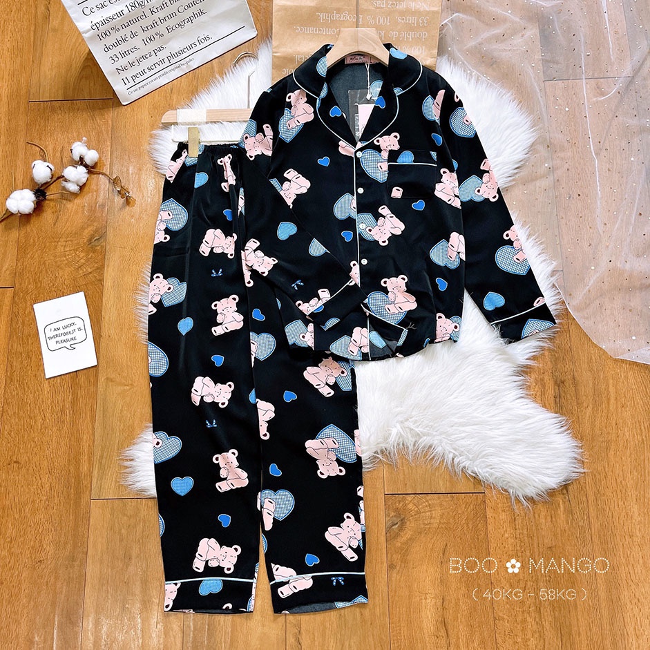 Đồ Bộ Pijama Lụa Mango Cao Cấp,Tay Dài Quần Dài,Form 40-60kg
