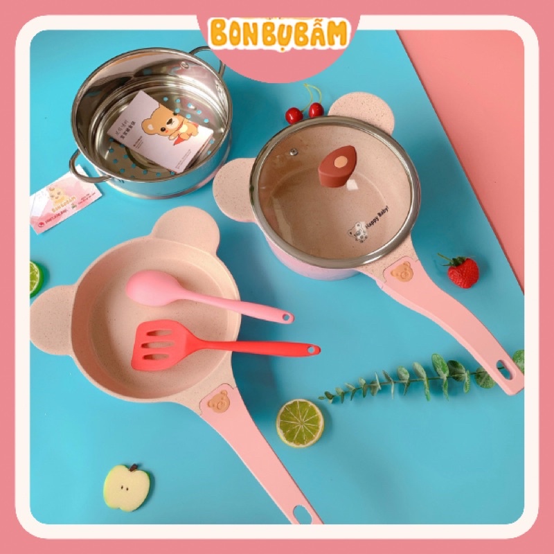 Bộ nồi chảo cao cấp nấu đồ ăn dặm cho bé size 18cm