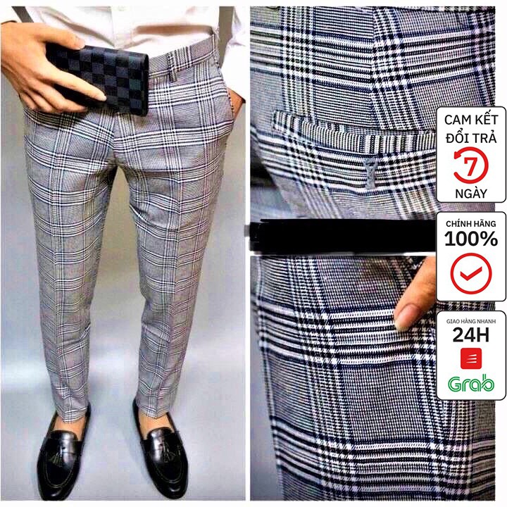 Quần tây nam kẻ sọc caro trẻ trung cá tính