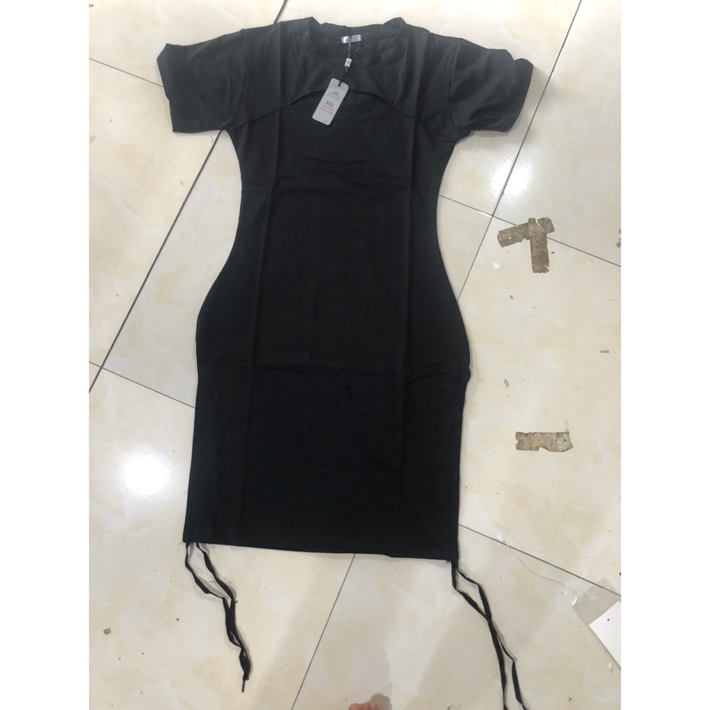 [Mã FAMARAL1 giảm 10K đơn 50K] váy body khoét ngực dây rút 2 bên hông chất cotton | BigBuy360 - bigbuy360.vn