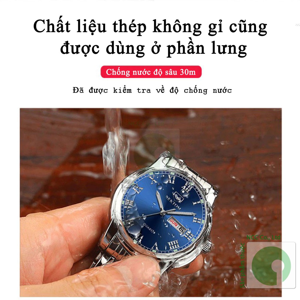 Đồng Hồ Mặt Tròn Dây Kim Loại Dành Cho Nam NEKTOM 8190 - Full Box - NLVQ-3516-DN8190