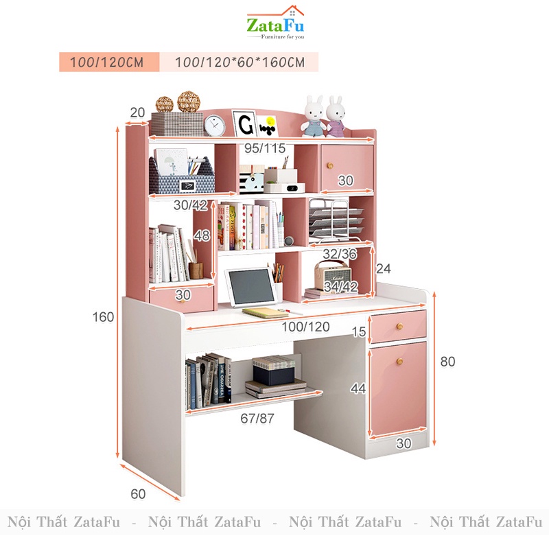 Bàn Học Sinh Có Kệ Sách Và Ngăn Kéo BLV-53 ZataFu
