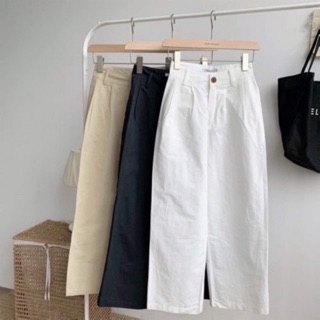 Quần baggy ống rộng trắng đen